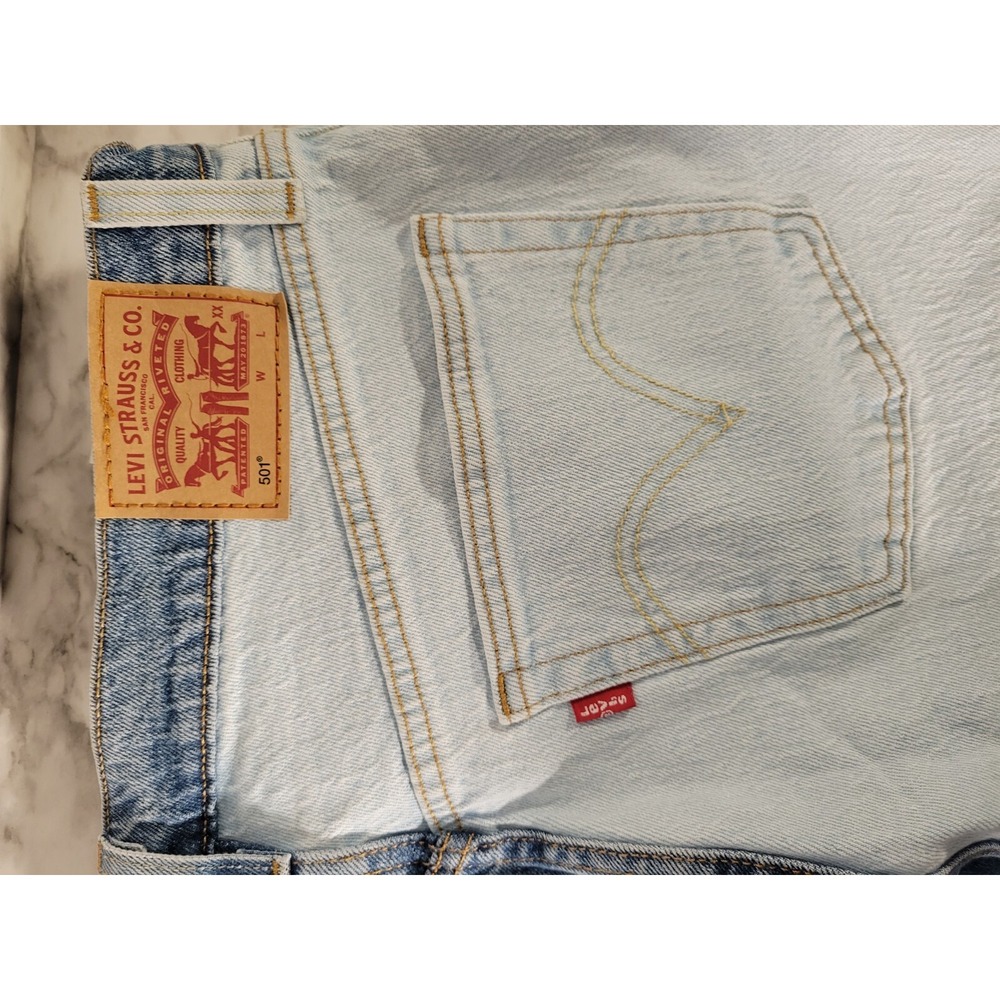 Levis 501 Mens Colorblock Crop Jeans Sz W32-L26 Style 362000214 Waterless - Picture 7 of 11